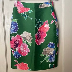 kate spade floral green pencil skirt